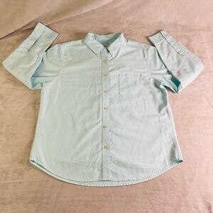 LL Bean Shirt Mens Large Seafoam Green Long Sleeve Collared Button‎ Up Pocket